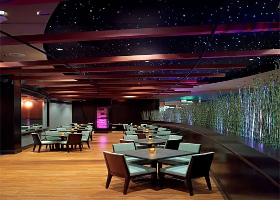 A picture of the Cedars indoor patio dining space.