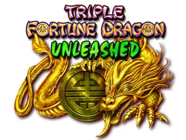 Triple Fortune Dragon Unleashed logo with golden dragon around a golden coin.