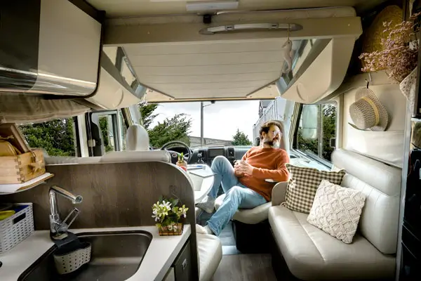 Man relaxing in an RV